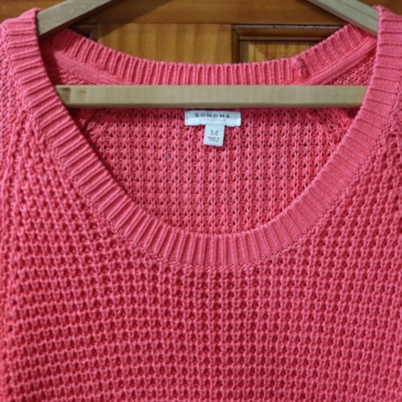 Sonoma Coral Pink Chunky Knit Pullover Sweater Medium - Picture 3 of 10